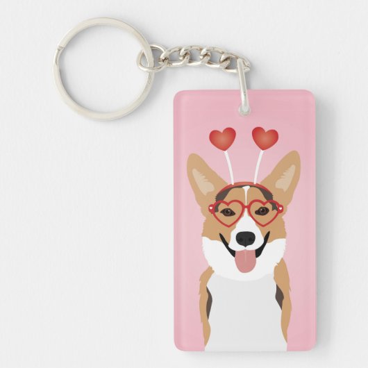 Corgi Dog Valentinstag Schlüsselanhänger (Vorderseite)