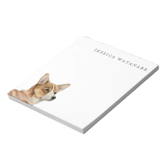 Corgi Dog Wasserfarben Kunst | Name hinzufügen Notizblock (Rotiert)