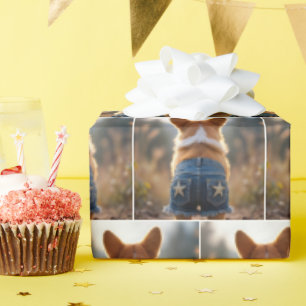 Corgi Dog Wearing Denim Shorts Geschenkpapier