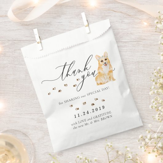 Corgi dog Wedding Danke Geschenktütchen (Ausgeschnitten)