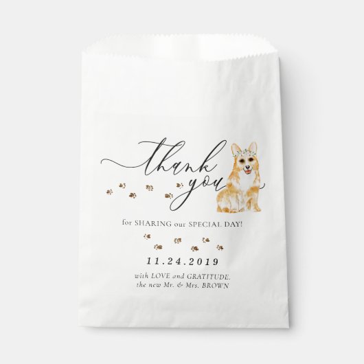 Corgi dog Wedding Danke Geschenktütchen (Vorderseite)