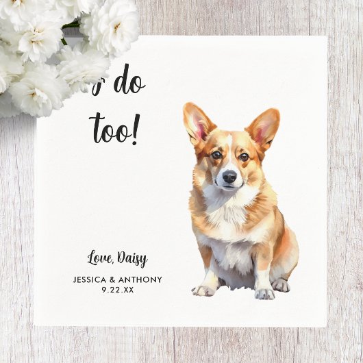 Corgi Dog Wedding Serviette
