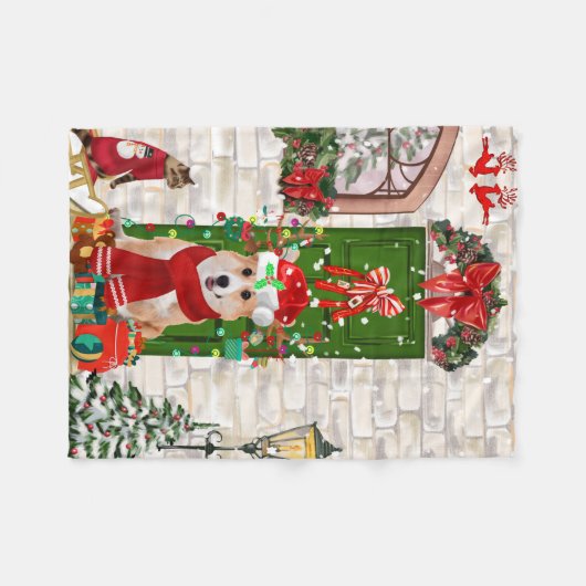 Corgi Dog Weihnachten Fleecedecke (Vorderseite (Horizontal))