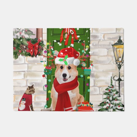 Corgi Dog Weihnachten Fußmatte (Vorderseite)