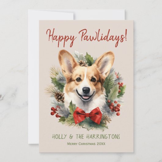 Corgi Dog Weihnachten glücklich Pawlidays Howliday (Vorderseite)