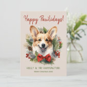 Corgi Dog Weihnachten glücklich Pawlidays Howliday (Stehend Vorderseite)