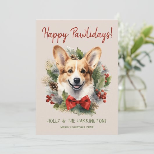 Corgi Dog Weihnachten glücklich Pawlidays Howliday (Stehend Vorderseite)