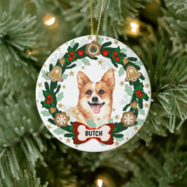 Corgi Dog Weihnachten Niedlicher Hund Cookie Wreat Keramik Ornament