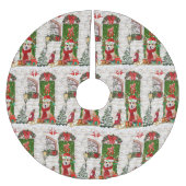 Corgi Dog Weihnachten Polyester Weihnachtsbaumdecke (Vorderseite)