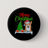 Corgi Dog Weihnachtsbaum Lichter Funny Xmas Corgi  Button (Vorderseite)