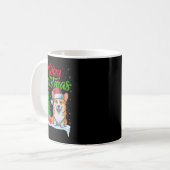 Corgi Dog Weihnachtsbaum Lichter Funny Xmas Corgi Kaffeetasse (Vorderseite Links)