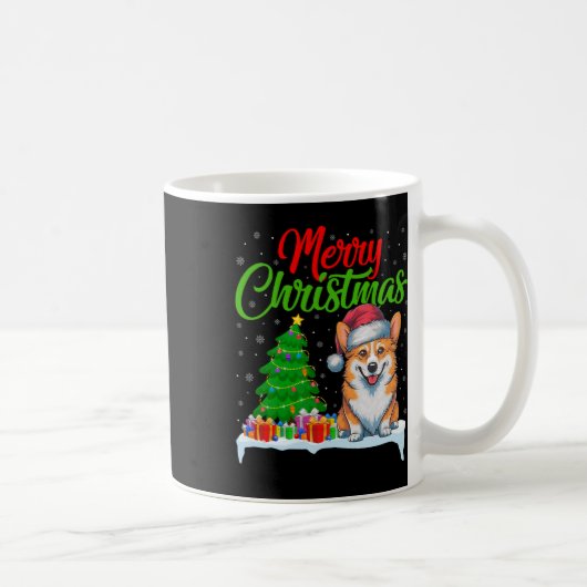 Corgi Dog Weihnachtsbaum Lichter Funny Xmas Corgi Kaffeetasse (Rechts)