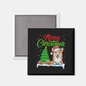 Corgi Dog Weihnachtsbaum Lichter Funny Xmas Corgi Magnet (Vorderseite/Rückseite)