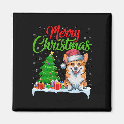 Corgi Dog Weihnachtsbaum Lichter Funny Xmas Corgi Magnet (Vorne)