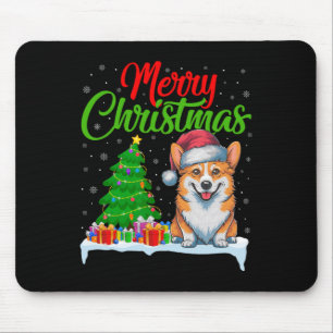 Corgi Dog Weihnachtsbaum Lichter Funny Xmas Corgi Mousepad