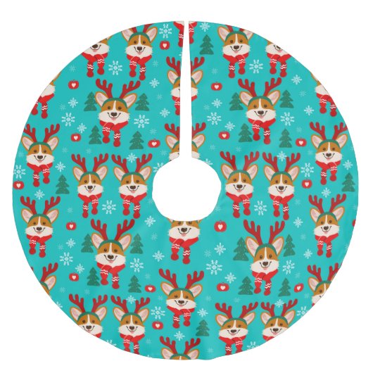 Corgi Dog Weihnachtsbaumrock Polyester Weihnachtsbaumdecke (Vorderseite)