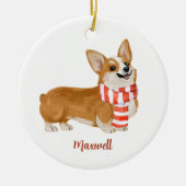Corgi Dog Weihnachtsdekoration Keramik Ornament (Vorne)