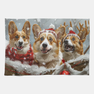 Corgi Dog Weihnachtsfest Geschirrtuch
