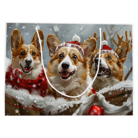 Corgi Dog Weihnachtsfest Große Geschenktüte (Rückseite)