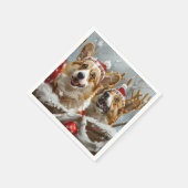 Corgi Dog Weihnachtsfest Serviette (Ecke)