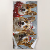 Corgi Dog Weihnachtsfest Strandtuch (Vorderseite)