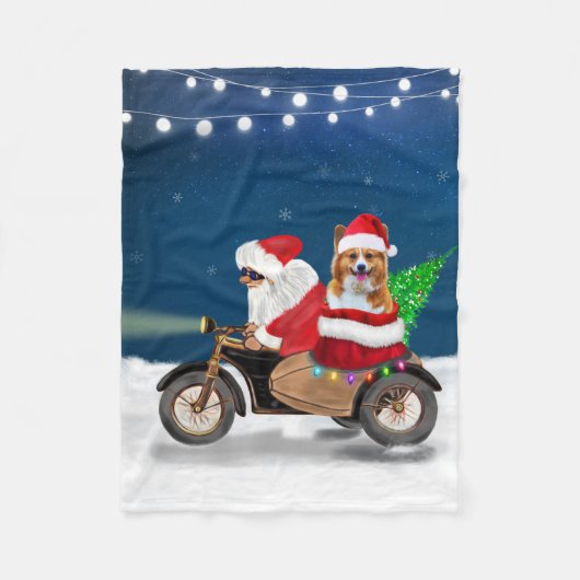 Corgi Dog Weihnachtsmann Fleecedecke (Vorderseite)