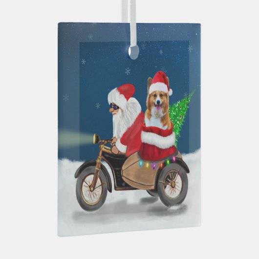 Corgi Dog Weihnachtsmann Ornament Aus Glas (Vorderseite Rechts)