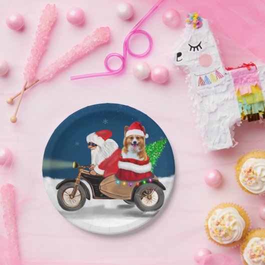Corgi Dog Weihnachtsmann Pappteller (Party)
