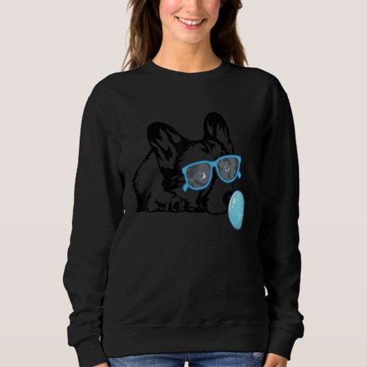 Corgi dog with with bubble gum glasses  Corgi boys Sweatshirt (Vorderseite)