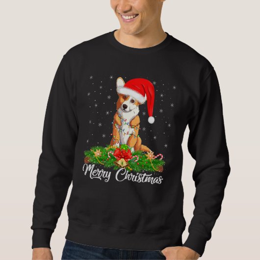 Corgi Dog Xmas Lighting Frohe Weihnachts Corgi Sweatshirt (Vorderseite)