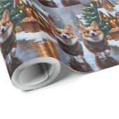 Corgi Dogs Christmas Snow Holiday Geschenkpapier (Rolleneckpunkt)