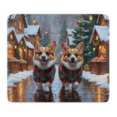 Corgi Dogs Christmas Snow Holiday Schneidebrett (Vorderseite)