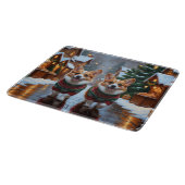 Corgi Dogs Christmas Snow Holiday Schneidebrett (Ecke)