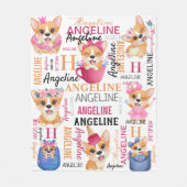 Corgi Dogs Personalisiert Name Collage Fleecedecke (Vorderseite)
