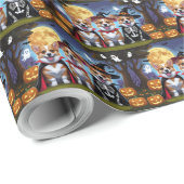 Corgi Dogs Pumpkin Halloween Funny Geschenkpapier (Rolleneckpunkt)