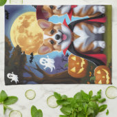 Corgi Dogs Pumpkin Halloween Funny Geschirrtuch (Gefaltet)