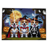 Corgi Dogs Pumpkin Halloween Funny Große Geschenktüte (Rückseite)