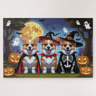 Corgi Dogs Pumpkin Halloween Funny Puzzle