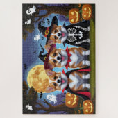 Corgi Dogs Pumpkin Halloween Funny Puzzle (Vertikal)