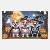 Corgi Dogs Pumpkin Halloween Funny Rechteckiger Aufkleber (Vorderseite)