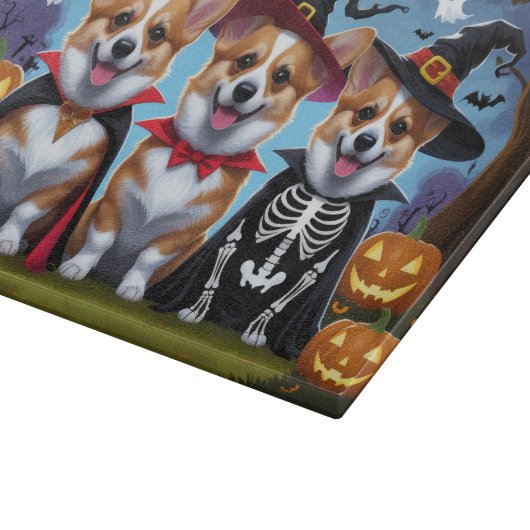 Corgi Dogs Pumpkin Halloween Funny Schneidebrett (Ecke)