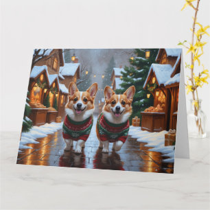 Corgi Dogs Weihnachtsschneeurlaub Karte