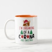 Corgi Dreaming einer CORONA-freien Weihnachten | F Zweifarbige Tasse (Links)