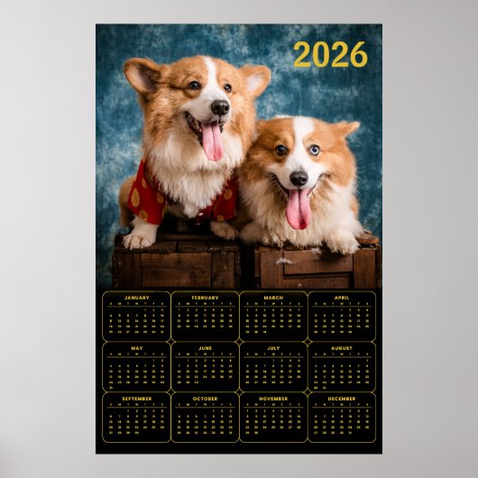 Corgi Duo 2026 Calendar Poster (Vorne)