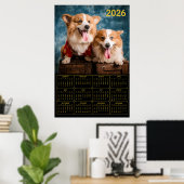 Corgi Duo 2026 Kalender Poster (Heimbüro)