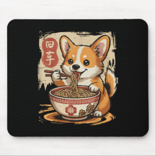 Corgi Eating Ramen Mousepad