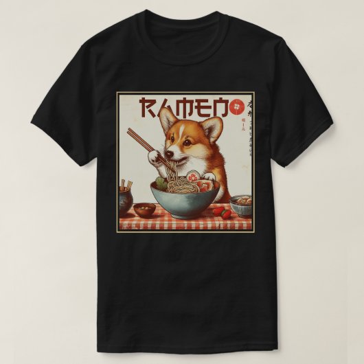 Corgi Eating Ramen T-Shirt (Design vorne)