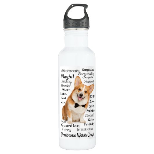 Corgi-Eigenschaften Edelstahlflasche (Vorderseite)