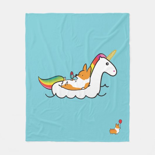 Corgi-Einhorn Floatie Decke (Vorderseite)