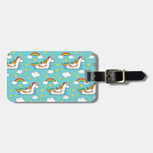 Corgi-Einhorn Floatie Gepäckanhänger (Vorderseite horizontal)